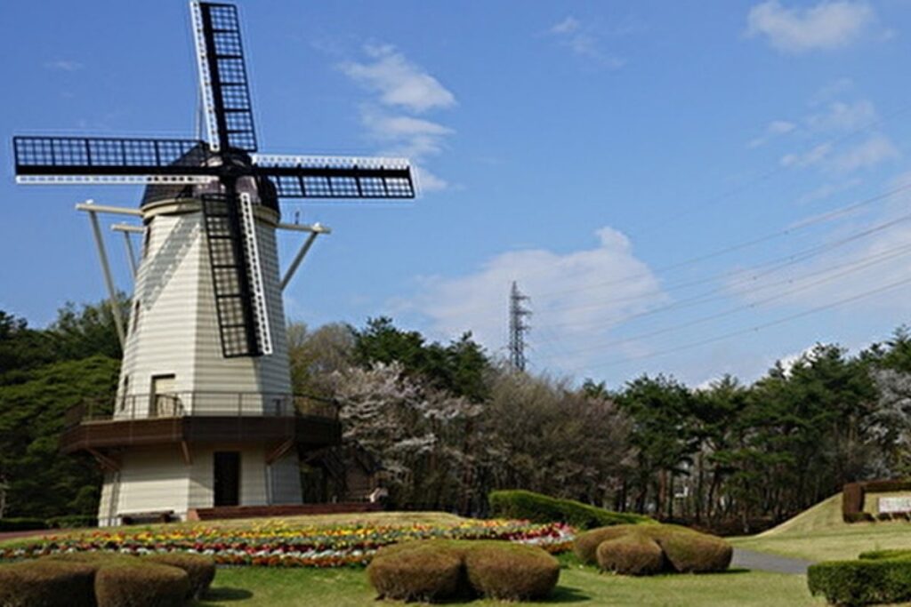 那須野が原公園　風車と草原の画像